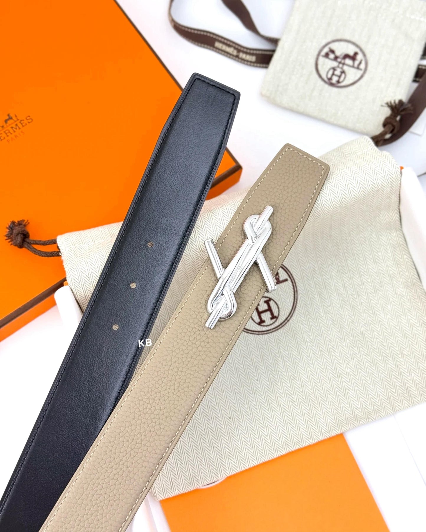 Luxury H Buckle Reversible Leather Strap Belt