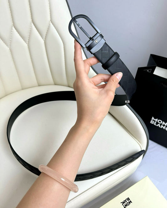 Men Luxury Black Leather Belt