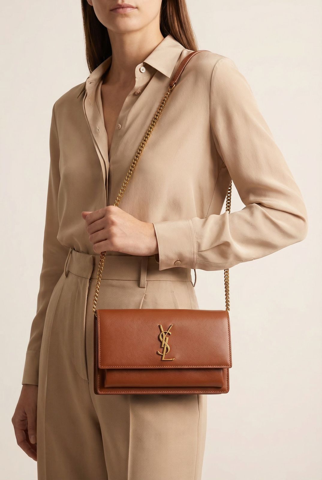 Ysl Sunset Medium Leather Shoulder Bag