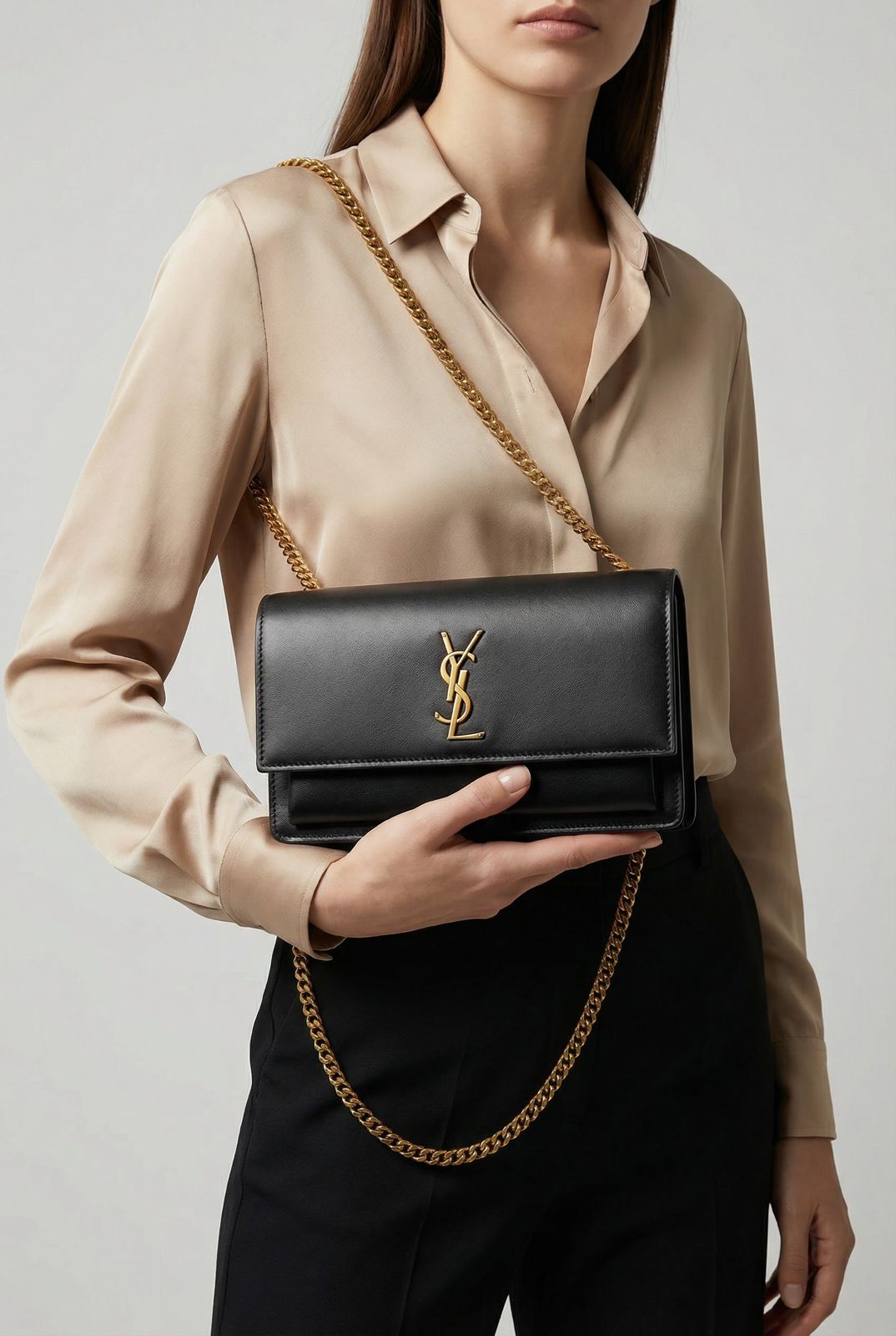 Ysl Sunset Medium Leather Shoulder Bag