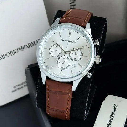 Luxury Brown Leather Chronograph Men Watch