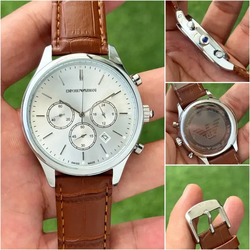 Luxury Brown Leather Chronograph Men Watch