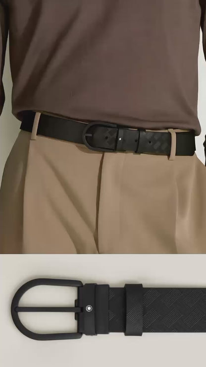 Men Luxury Black Leather Belt