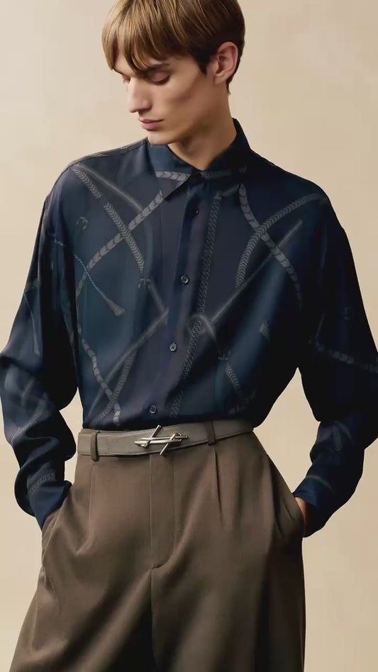 Luxury H Buckle Reversible Leather Strap Belt