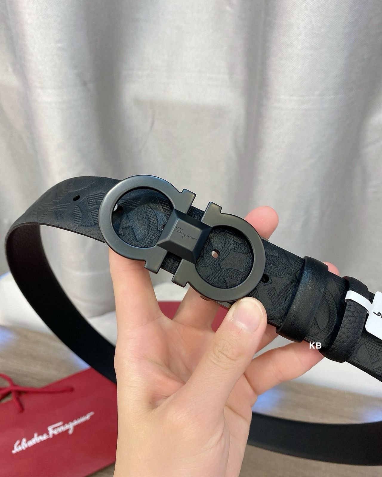 Luxury Black Emboss & Plain Reversible Men’s Belt