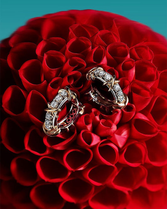 Luxury Twelve Stone Narrow Earrings with Diamonds