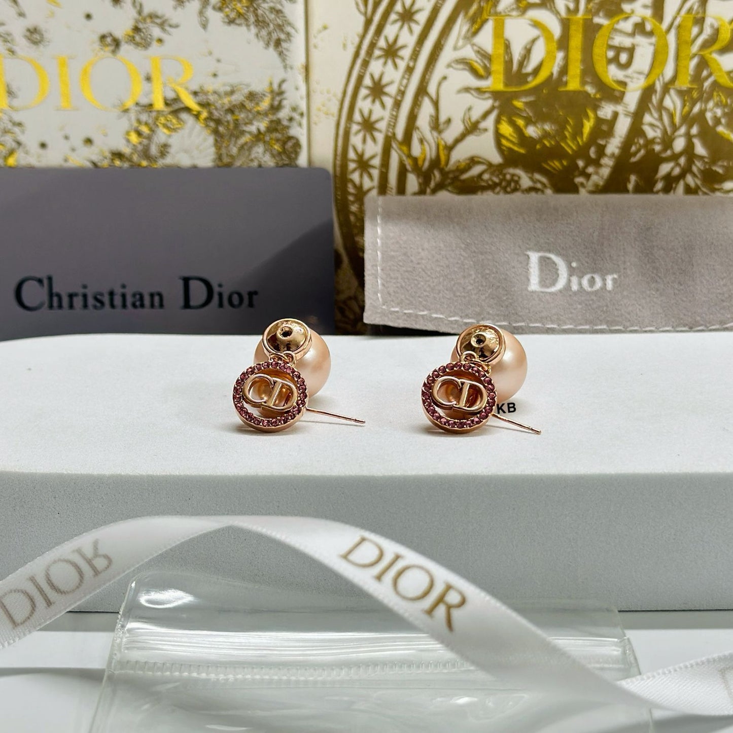 Luxury Women’s Rose Gold Pearl & Crystal Earrings