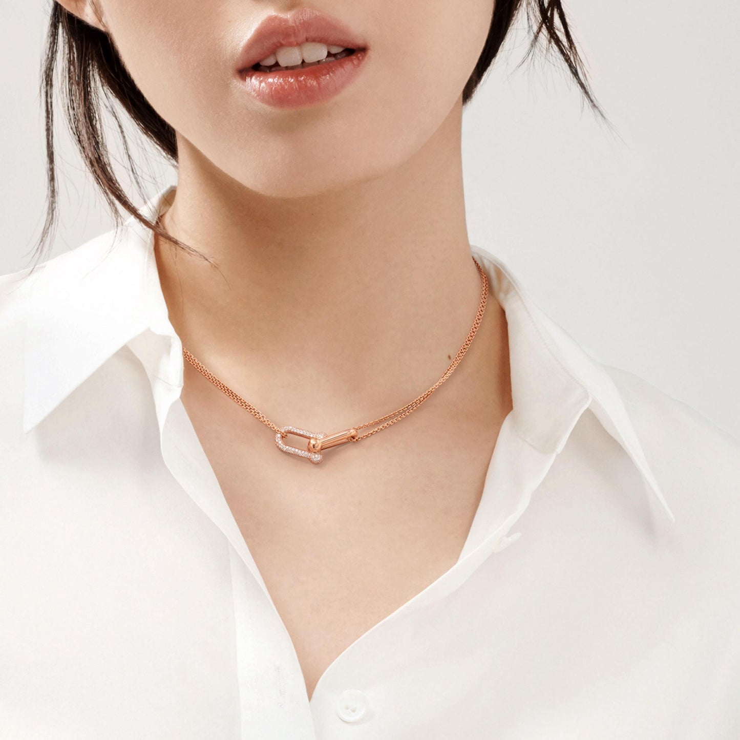 TIFFANY HARDWEAR DOUBLE LINK PENDENT IN ROSE GOLD😍*