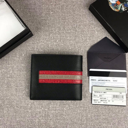 Luxury Men’s Saffiano Crocodile Bi-Fold Wallet