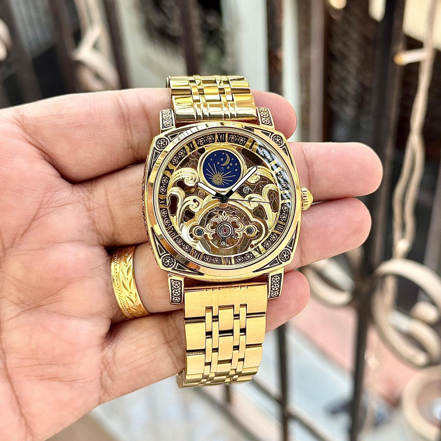 Luxury Skeleton Open Heart Watch