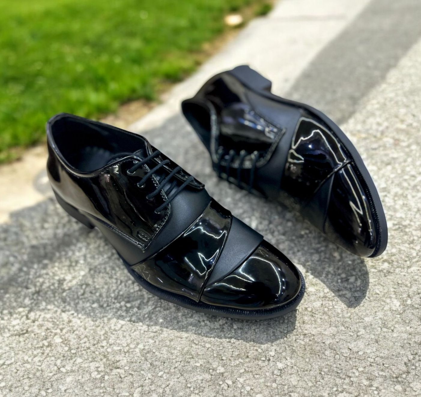 Luxury Patent Derby Shoes for Men