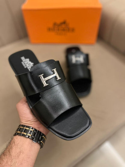 Amazing Hermes Leather Men's Slides