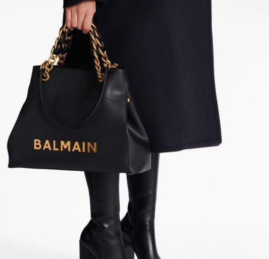 Premium Chain Embellished Leather Tote Bag