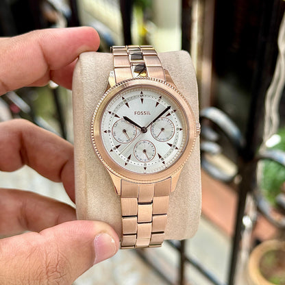 Multifunction Rose Gold Stainless Steel Women’s Watch
