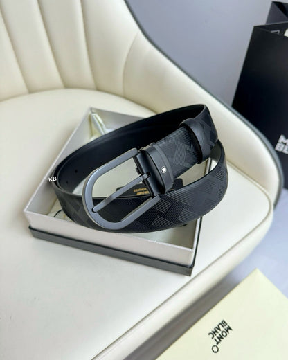 Men Luxury Black Leather Belt