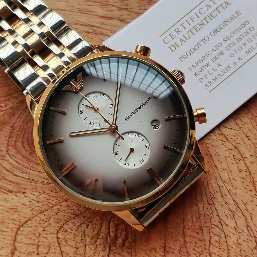 Ar Two tone stainless metal men's watch