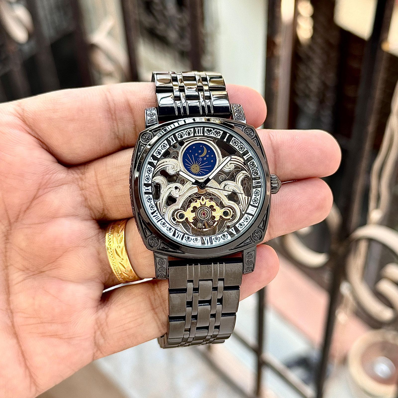 Luxury Skeleton Open Heart Watch