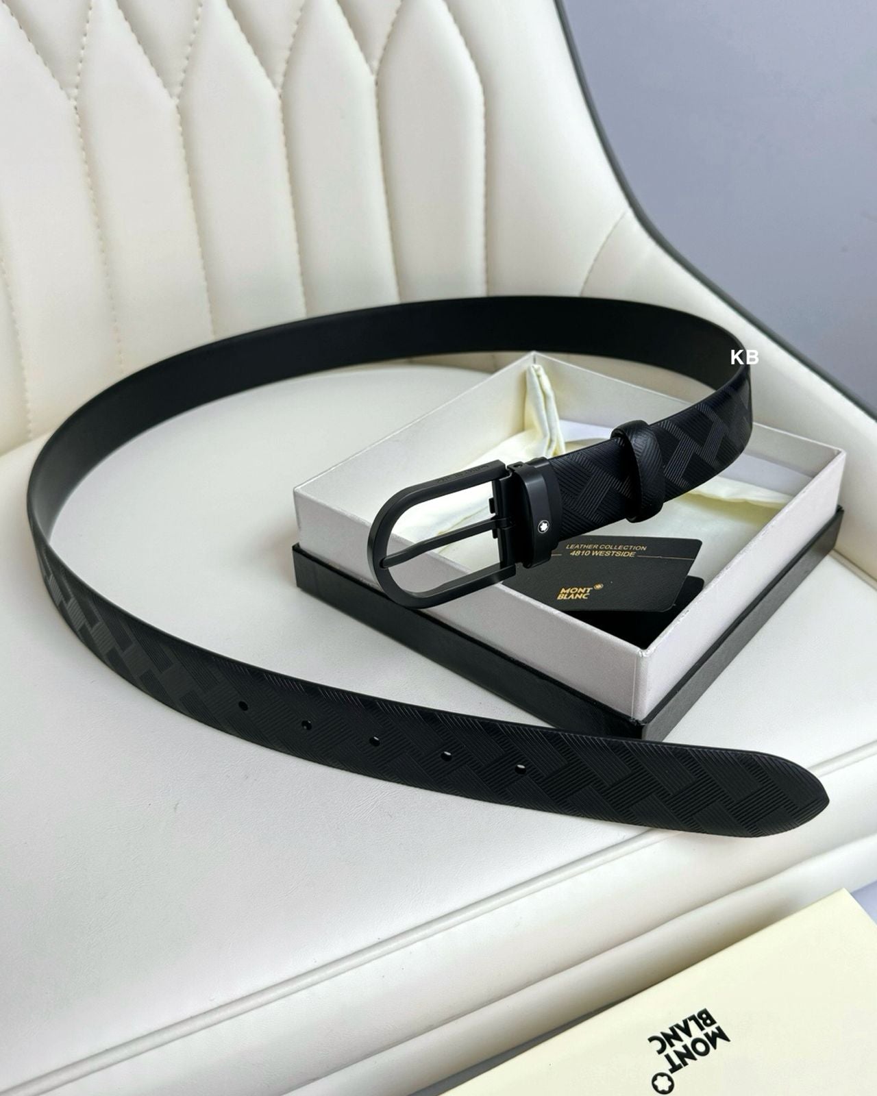 Men Luxury Black Leather Belt