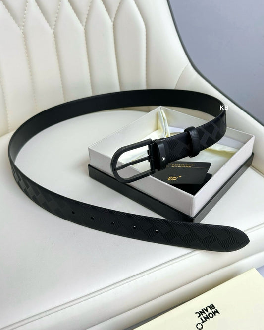 Men Luxury Black Leather Belt