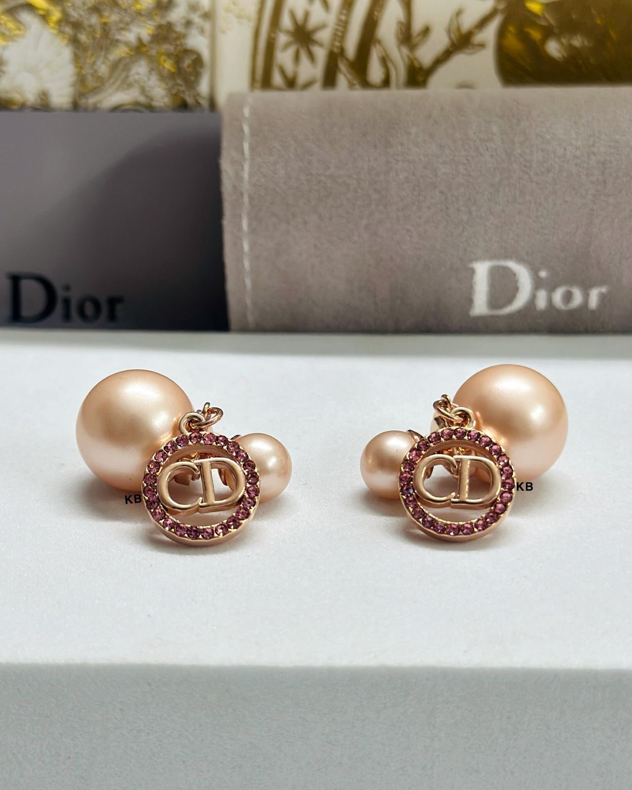 Luxury Women’s Rose Gold Pearl & Crystal Earrings