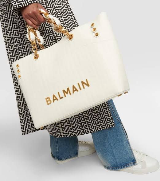 Premium Chain Embellished Leather Tote Bag
