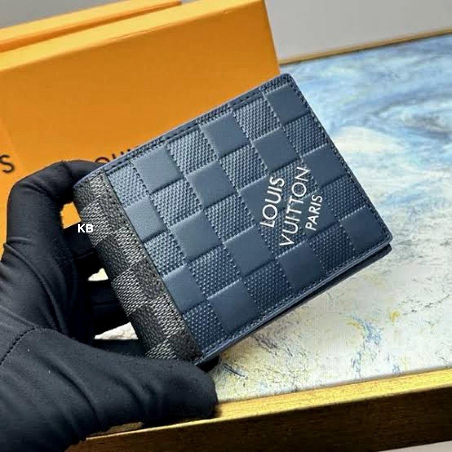 Luxury lv slender Blue wallet