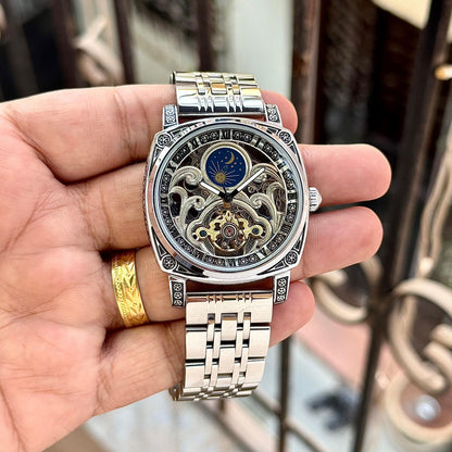 Luxury Skeleton Open Heart Watch