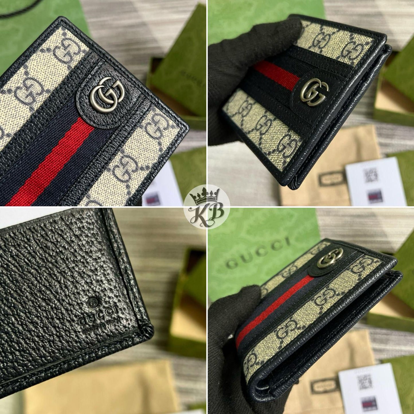 Bi-FOLD BEIGE N BLUE GG SUPREME WALLET