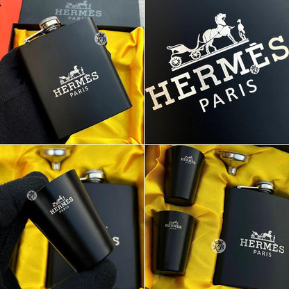 Luxury Matte Black Hip Flask Gift Set