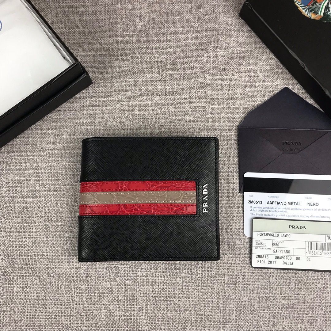 Luxury Men’s Saffiano Crocodile Bi-Fold Wallet