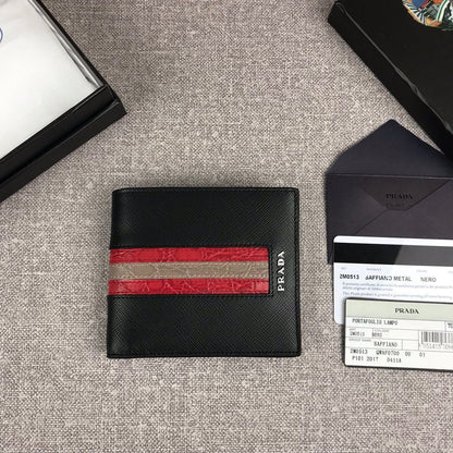 Luxury Men’s Saffiano Crocodile Bi-Fold Wallet