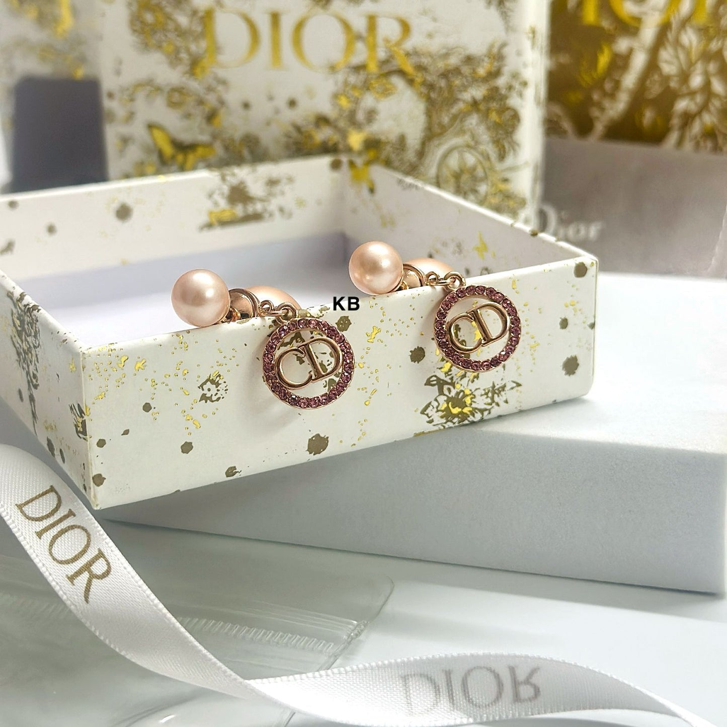 Luxury Women’s Rose Gold Pearl & Crystal Earrings