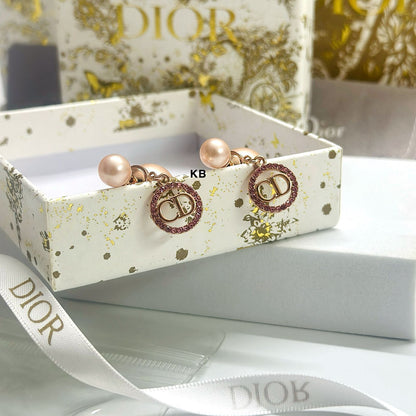 Luxury Women’s Rose Gold Pearl & Crystal Earrings