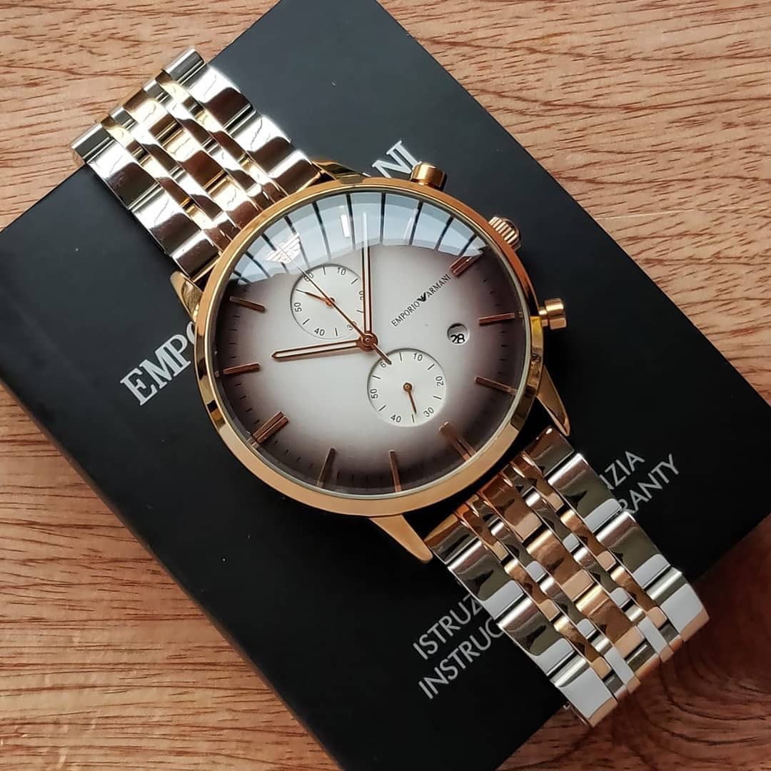Ar Two tone stainless metal men's watch