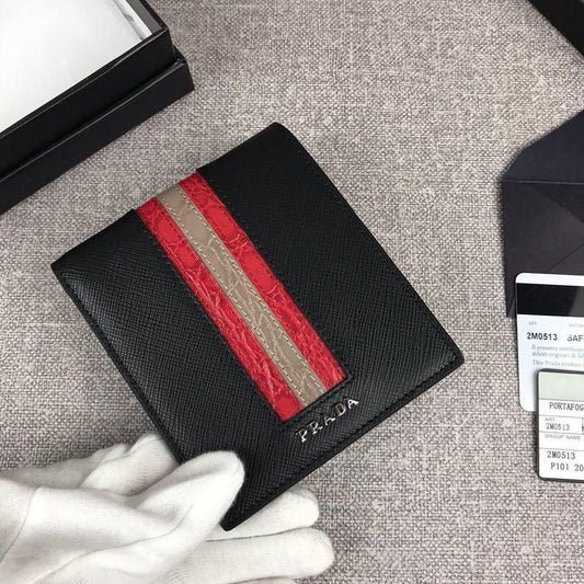 Luxury Men’s Saffiano Crocodile Bi-Fold Wallet