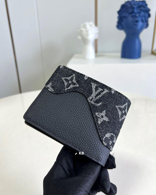 Luxury lv slender black wallet
