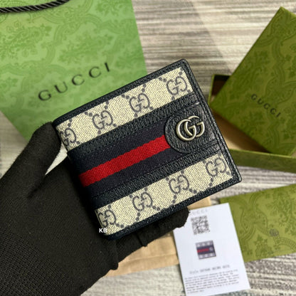 Bi-FOLD BEIGE N BLUE GG SUPREME WALLET