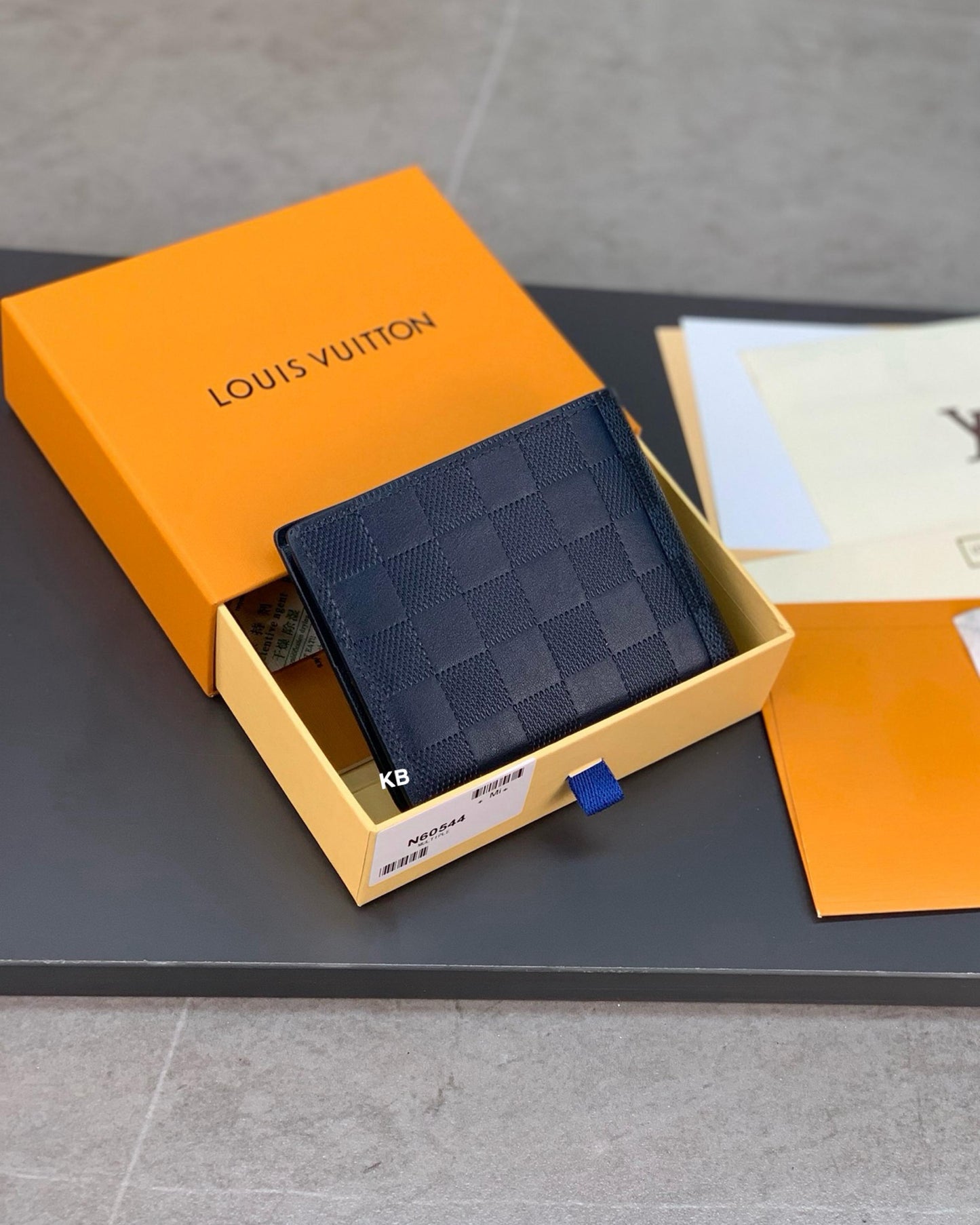 Luxury lv slender Blue wallet
