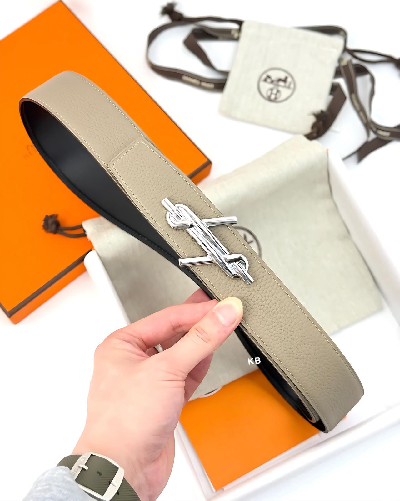 Luxury H Buckle Reversible Leather Strap Belt