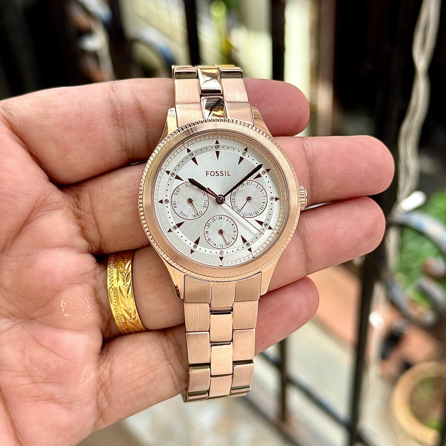 Multifunction Rose Gold Stainless Steel Women’s Watch