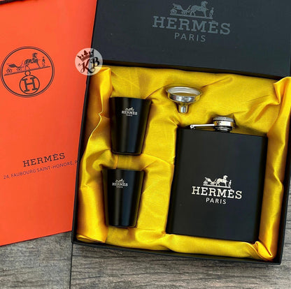 Luxury Matte Black Hip Flask Gift Set