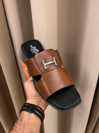 Amazing Hermes Leather Men's Slides