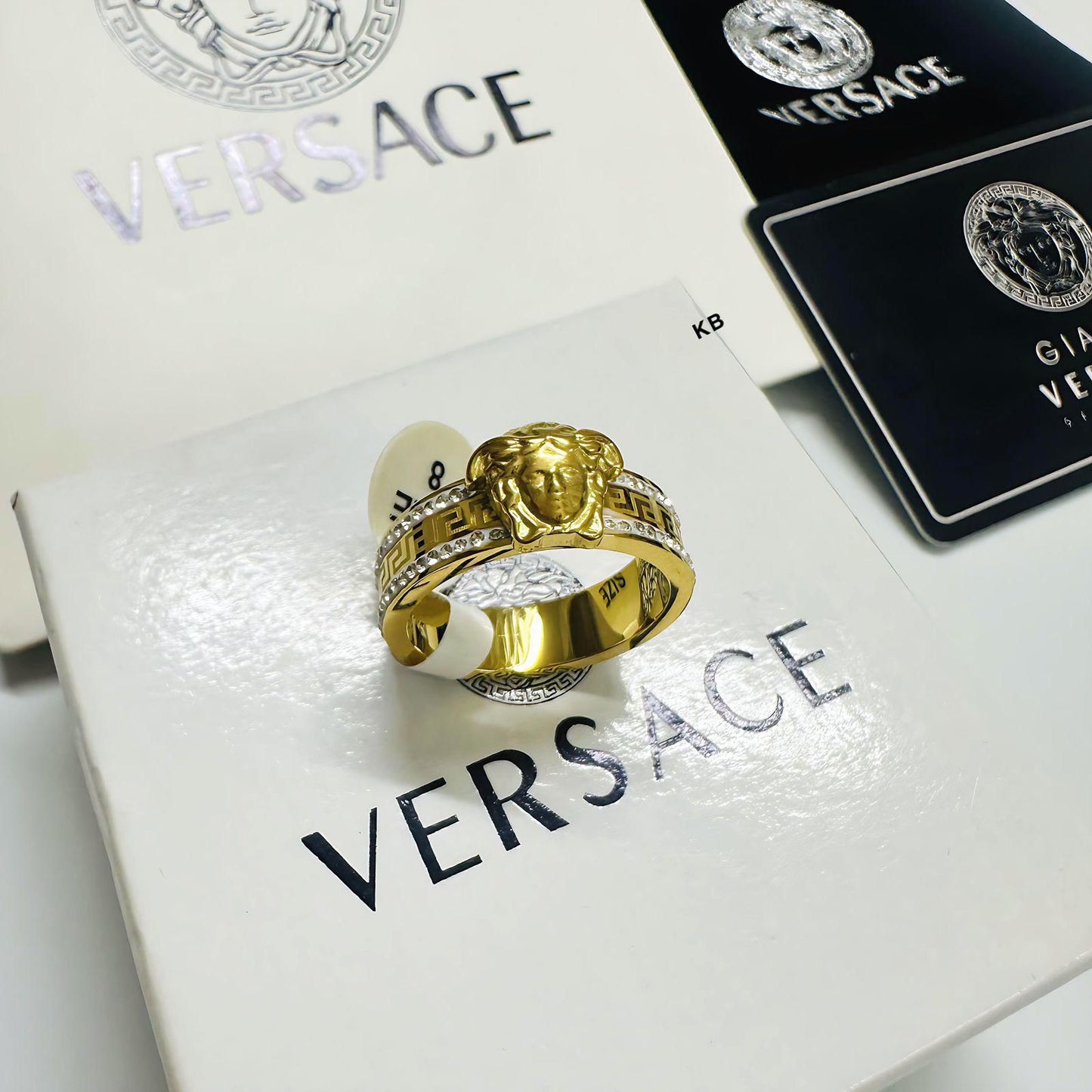 Luxury Men’s Medusa Studded Stone Ring