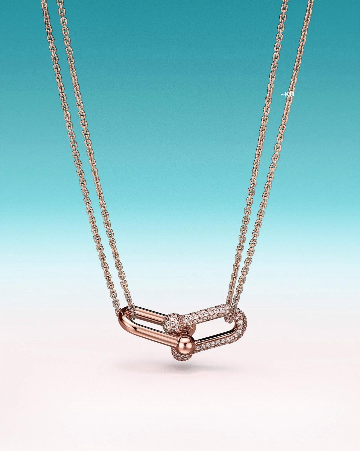 TIFFANY HARDWEAR DOUBLE LINK PENDENT IN ROSE GOLD😍*