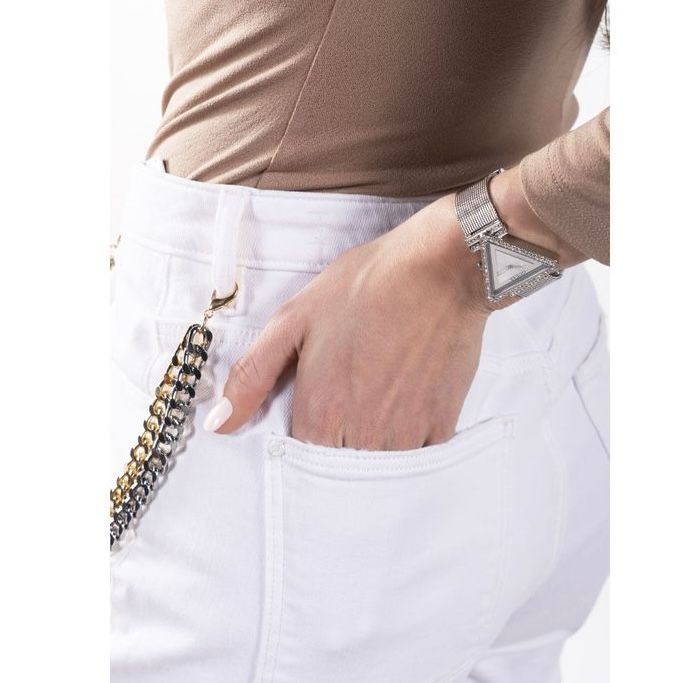 Luxury Women’s Fame Silver Tone Triangle Dial Analog Watch