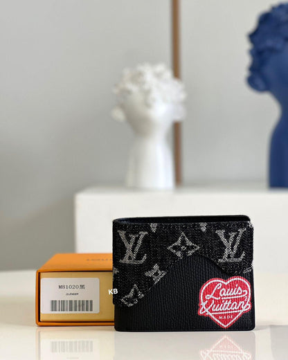 Luxury lv slender black wallet