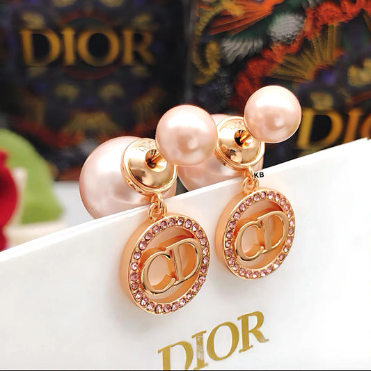 Luxury Women’s Rose Gold Pearl & Crystal Earrings