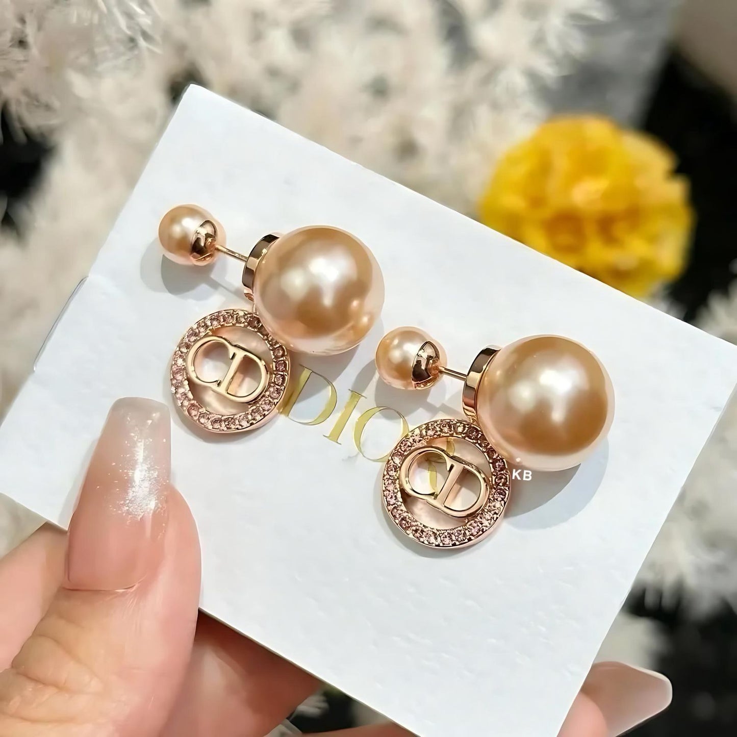 Luxury Women’s Rose Gold Pearl & Crystal Earrings