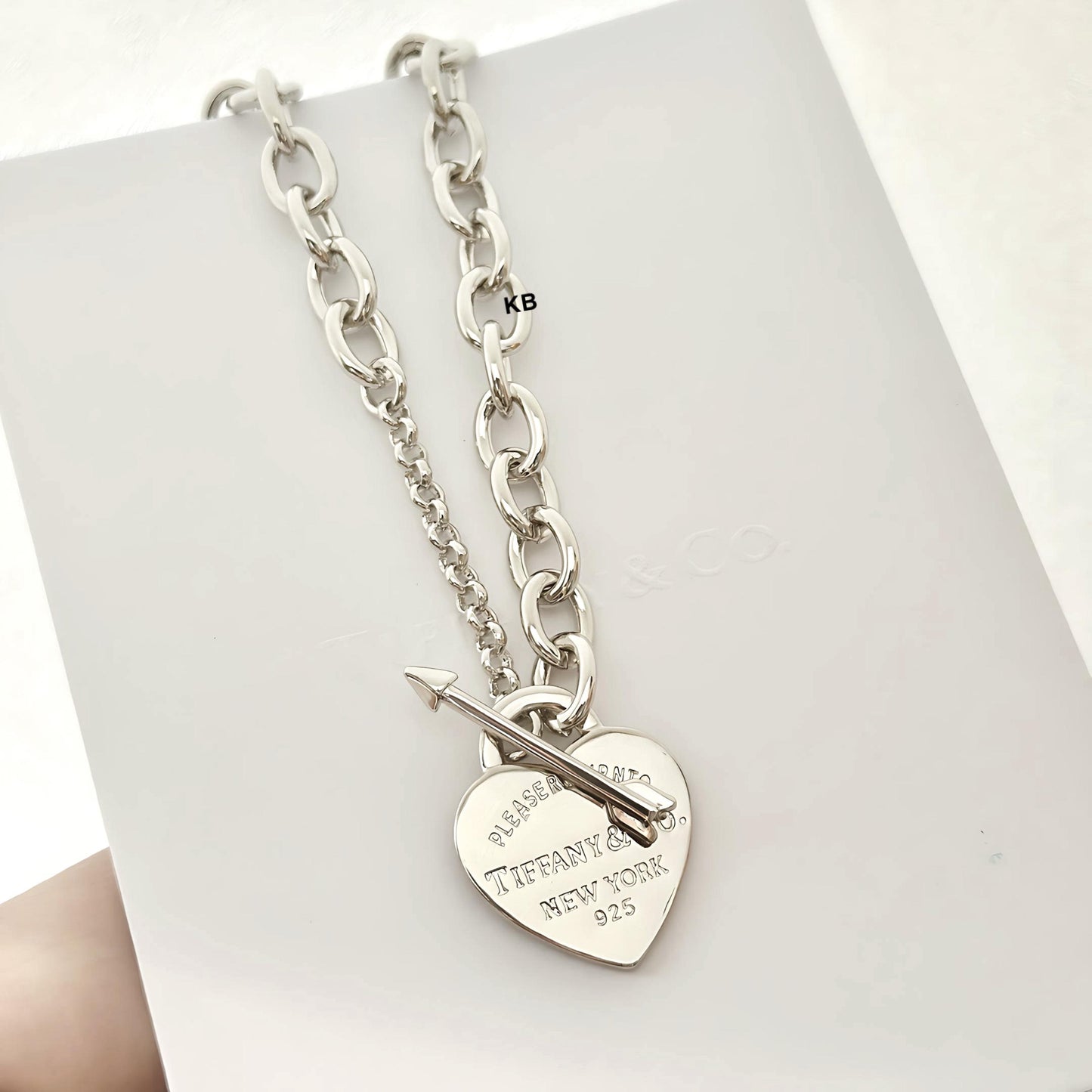 Luxury heart tag necklace