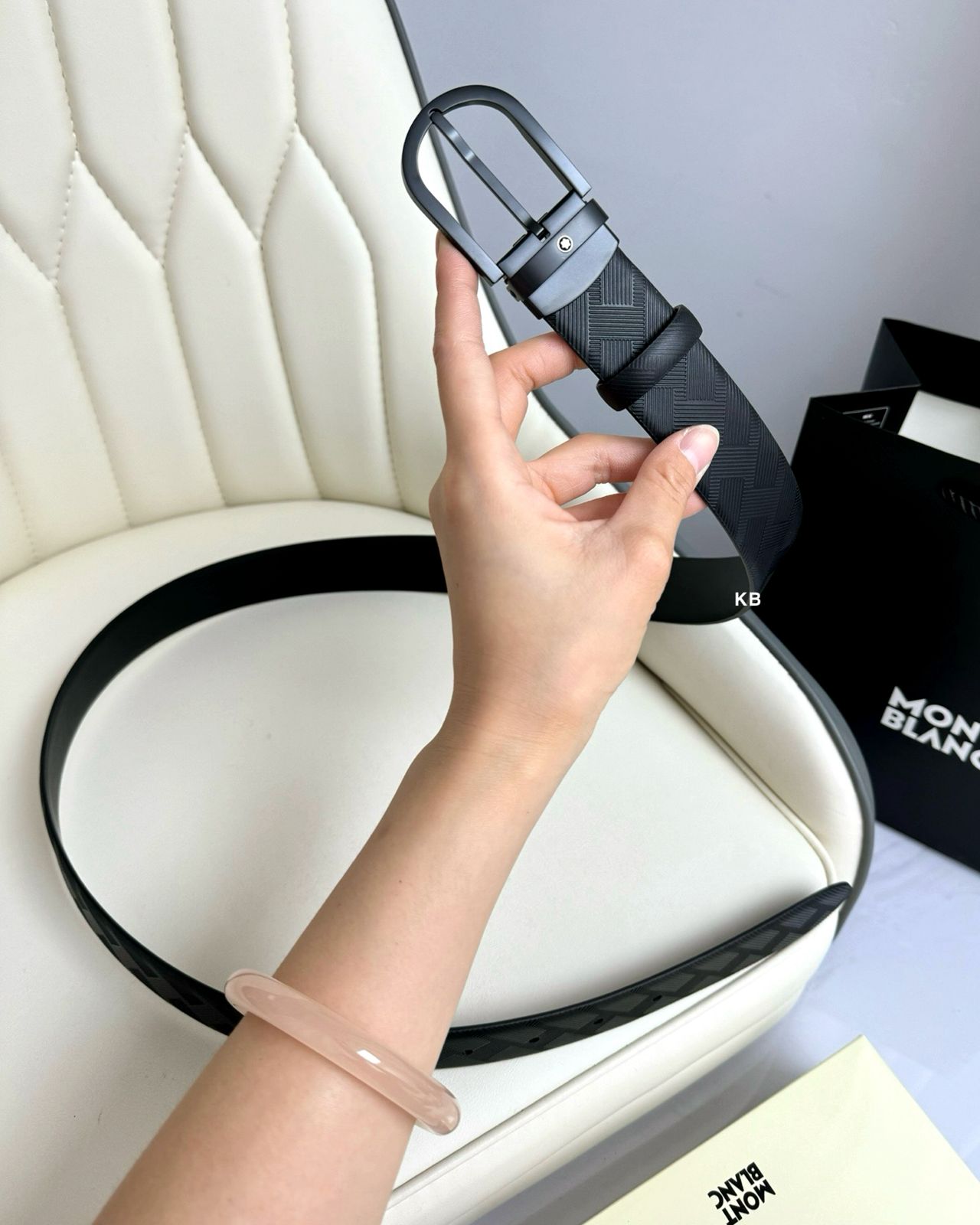 Men Luxury Black Leather Belt